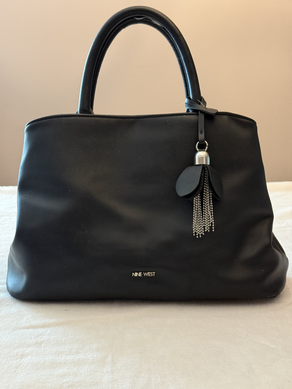 Nine West Black Satchel with Tassel Charm